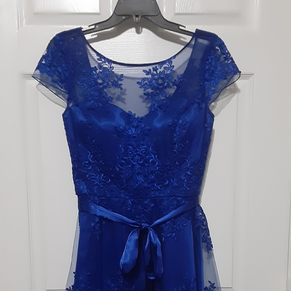 Marina Royal Blue Lace Flower Dress